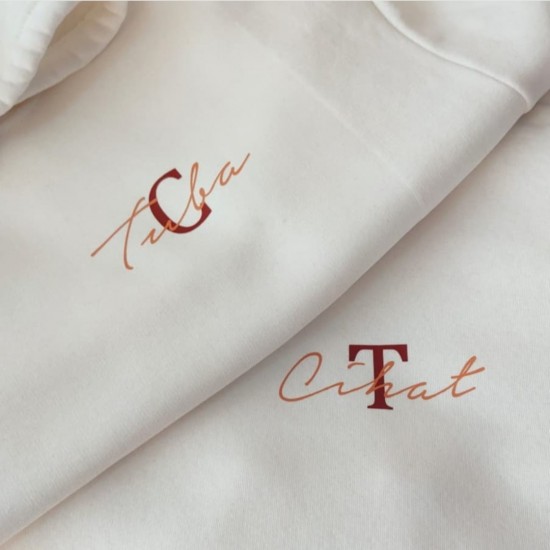 Özel İsim Baskılı Kombin Çift Sweeatshirt Özel İsim Baskılı Kombin Çift Sweeatshirt