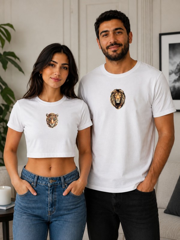 Erkek & Dişi Aslan Kombin Çift  Tshirt