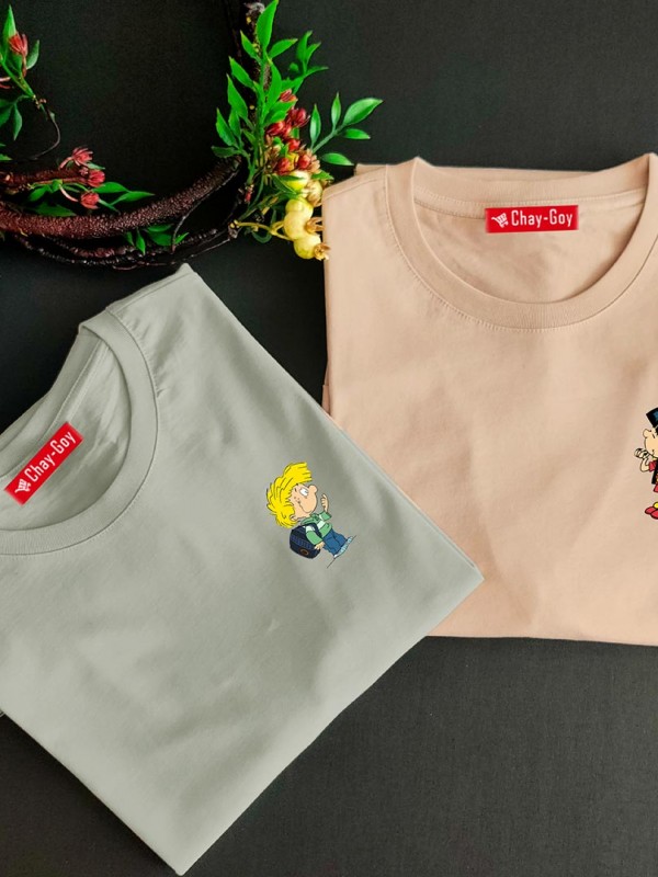 2 Adet Çizgifilm Tasarımlı  Tshirt