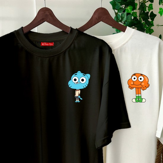 2 Adet Çizgifilm Tasarımlı  Tshirt