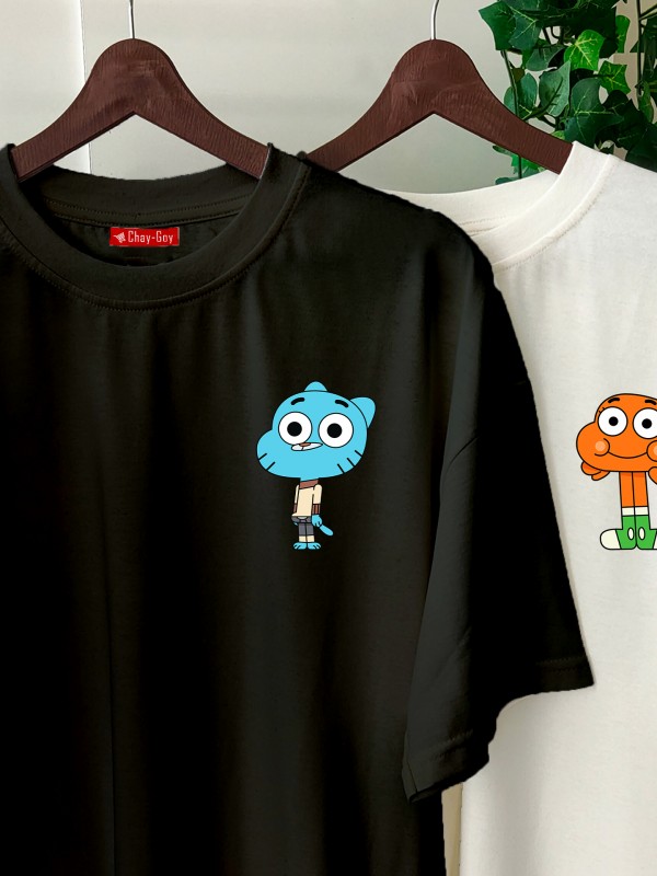 2 Adet Çizgifilm Tasarımlı  Tshirt