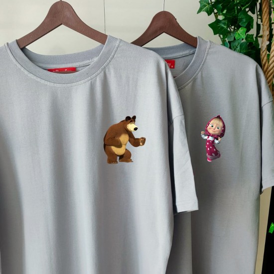 2 Adet Çizgifilm Tasarımlı  Tshirt