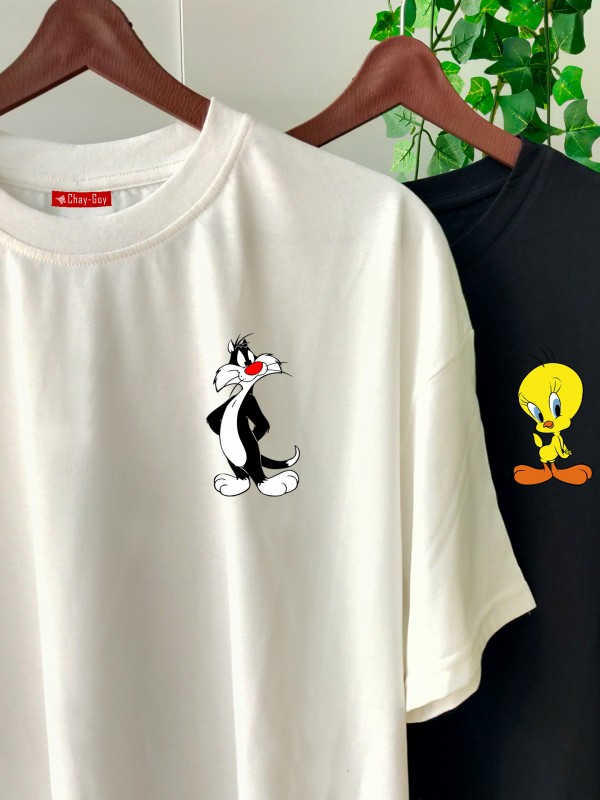 2 Adet Çizgifilm Tasarımlı  Tshirt