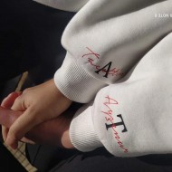 2 Adet Kol Baskılı İçi Polar Kapşonlu Sweatshirt