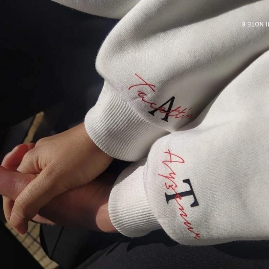 2 Adet Kol Baskılı İçi Polar Kapşonlu Sweatshirt