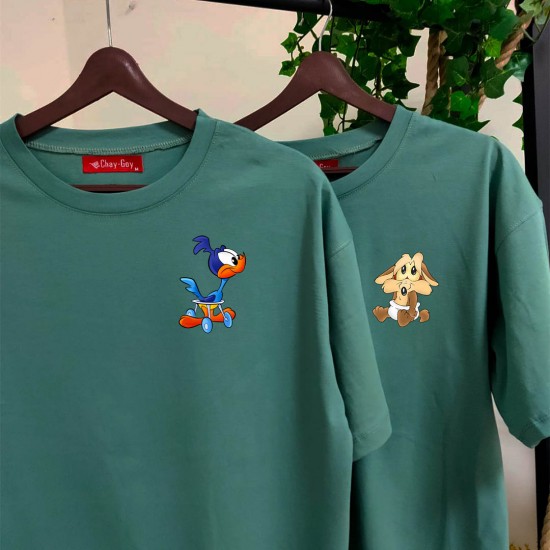 2 Adet Çizgifilm Tasarımlı Tshirt - Oversize 2 Adet Çizgifilm Tasarımlı Tshirt - Oversize