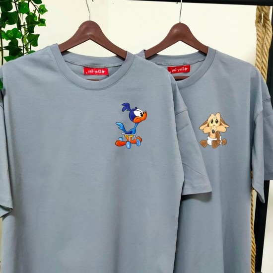 2 Adet Çizgifilm Tasarımlı Tshirt - Oversize 2 Adet Çizgifilm Tasarımlı Tshirt - Oversize