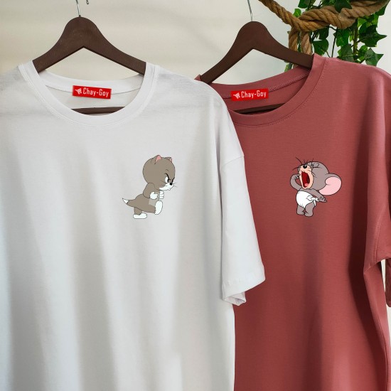 2 Adet Çizgifilm Tasarımlı Tshirt - Oversize 2 Adet Çizgifilm Tasarımlı Tshirt - Oversize