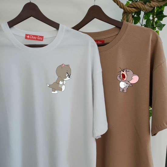 2 Adet Çizgifilm Tasarımlı Tshirt - Oversize 2 Adet Çizgifilm Tasarımlı Tshirt - Oversize
