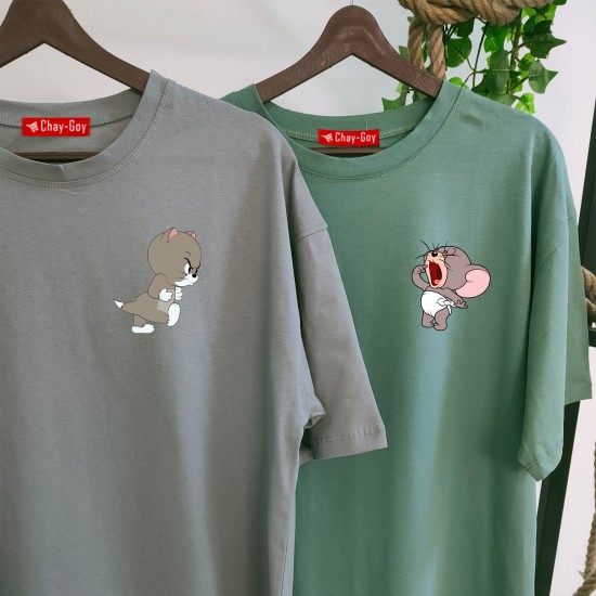 2 Adet Çizgifilm Tasarımlı Tshirt - Oversize 2 Adet Çizgifilm Tasarımlı Tshirt - Oversize
