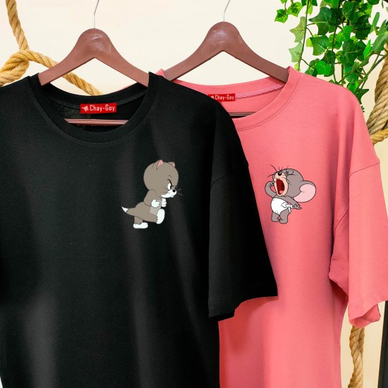 2 Adet Çizgifilm Tasarımlı Tshirt - Oversize 2 Adet Çizgifilm Tasarımlı Tshirt - Oversize