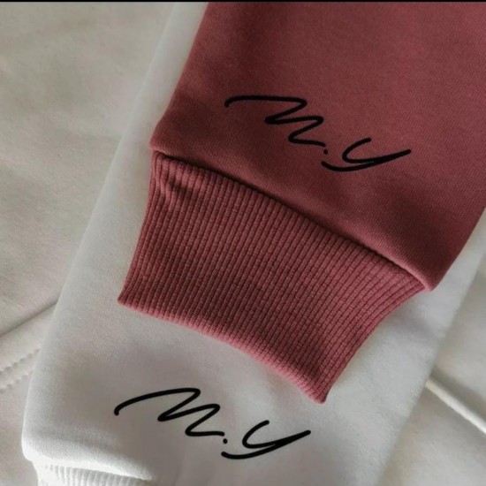 2 Adet Kol Baskılı İçi Polar Kapşonlu Sweatshirt