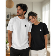 2 Adet Güneş & Ay Baskılı Çift Tişörtleri