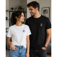 2 Adet İsim ve Harf Baskılı Çift Tshirt