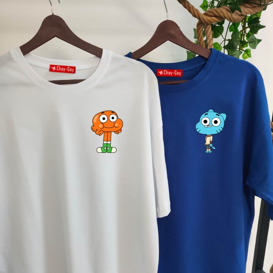 2 Adet Çizgifilm Tasarımlı Tshirt - Oversize 2 Adet Çizgifilm Tasarımlı Tshirt - Oversize