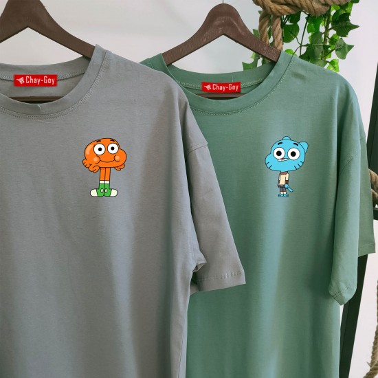 2 Adet Çizgifilm Tasarımlı Tshirt - Oversize 2 Adet Çizgifilm Tasarımlı Tshirt - Oversize