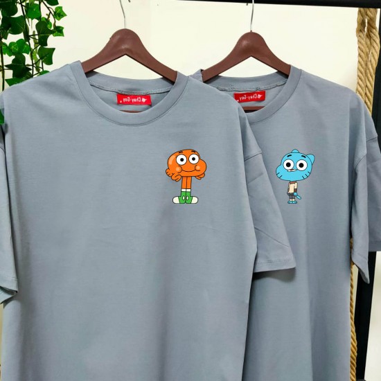 2 Adet Çizgifilm Tasarımlı Tshirt - Oversize 2 Adet Çizgifilm Tasarımlı Tshirt - Oversize