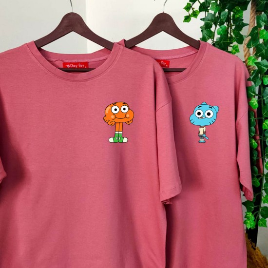 2 Adet Çizgifilm Tasarımlı Tshirt - Oversize 2 Adet Çizgifilm Tasarımlı Tshirt - Oversize