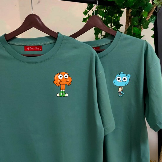 2 Adet Çizgifilm Tasarımlı Tshirt - Oversize 2 Adet Çizgifilm Tasarımlı Tshirt - Oversize