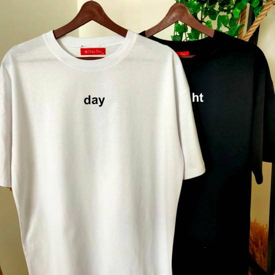 2 Adet Day & Night Baskılı Çift Tişörtleri