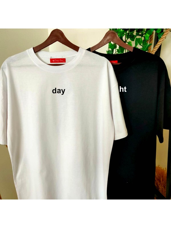 2 Adet Day & Night Baskılı Çift Tişörtleri