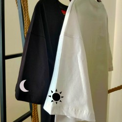 2 Adet Day & Night Baskılı Çift Tişörtleri 2 Adet Day & Night Baskılı Çift Tişörtleri