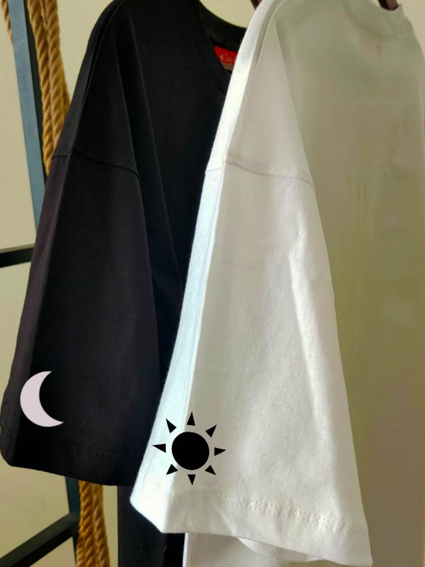 2 Adet Day & Night Baskılı Çift Tişörtleri