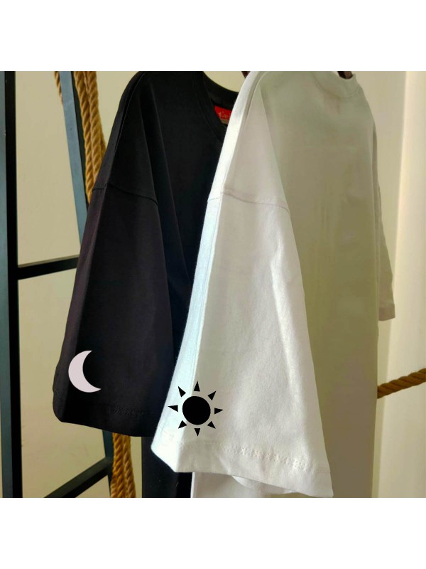 2 Adet Day & Night Baskılı Çift Tişörtleri
