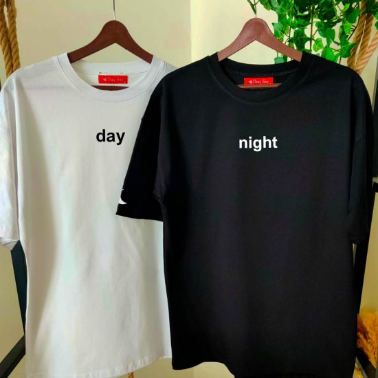 2 Adet Day & Night Baskılı Çift Tişörtleri