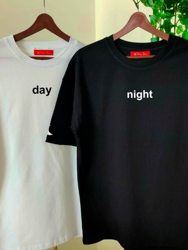 2 Adet Day & Night Baskılı Çift Tişörtleri