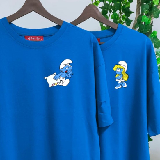 2 Adet Şirinler Tasarımlı Oversize Tshirt 2 Adet Şirinler Tasarımlı Oversize Tshirt