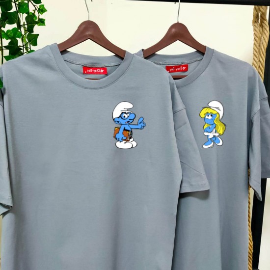 2 Adet Şirinler Tasarımlı Oversize Tshirt 2 Adet Şirinler Tasarımlı Oversize Tshirt