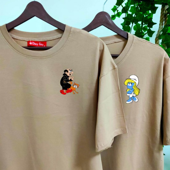 2 Adet Şirinler Tasarımlı Oversize Tshirt 2 Adet Şirinler Tasarımlı Oversize Tshirt