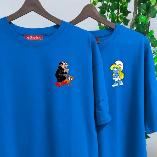 2 Adet Şirinler Tasarımlı Oversize Tshirt 2 Adet Şirinler Tasarımlı Oversize Tshirt