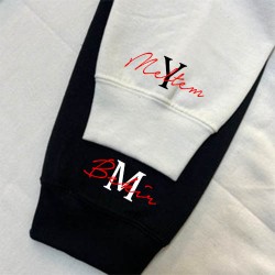 2 Adet Kol Baskılı İçi Polar Kapşonlu Sweatshirt