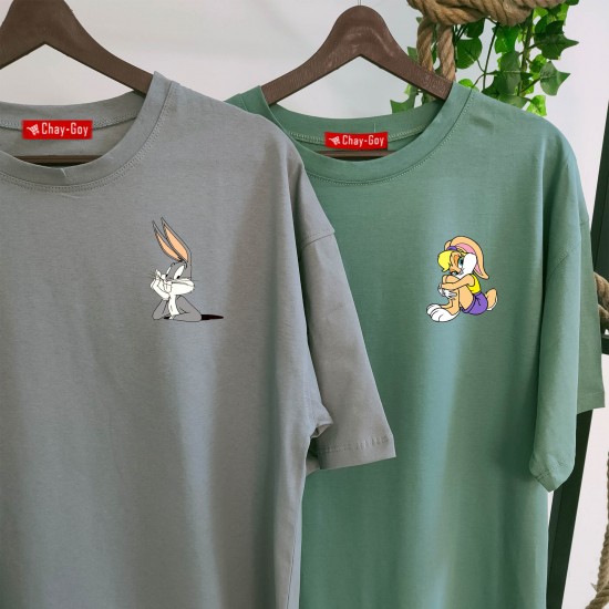 2 Adet Çizgifilm Tasarımlı Tshirt - Oversize 2 Adet Çizgifilm Tasarımlı Tshirt - Oversize