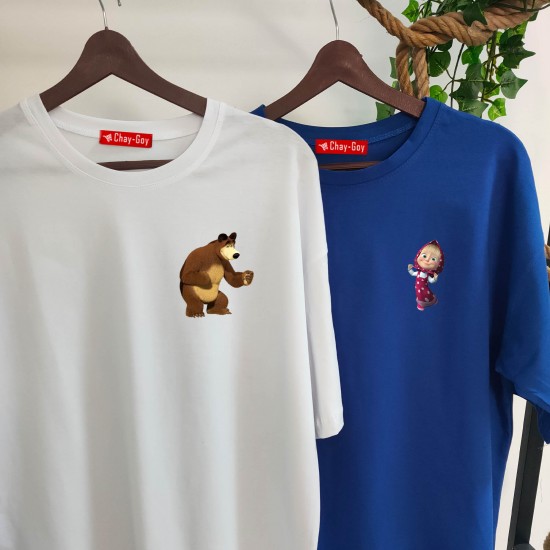 2 Adet Çizgifilm Tasarımlı Tshirt - Oversize 2 Adet Çizgifilm Tasarımlı Tshirt - Oversize
