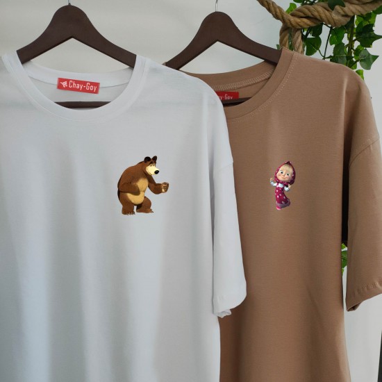 2 Adet Çizgifilm Tasarımlı Tshirt - Oversize 2 Adet Çizgifilm Tasarımlı Tshirt - Oversize
