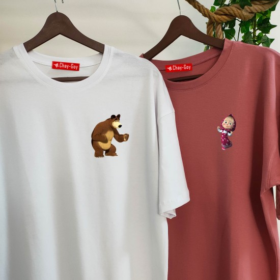 2 Adet Çizgifilm Tasarımlı Tshirt - Oversize 2 Adet Çizgifilm Tasarımlı Tshirt - Oversize