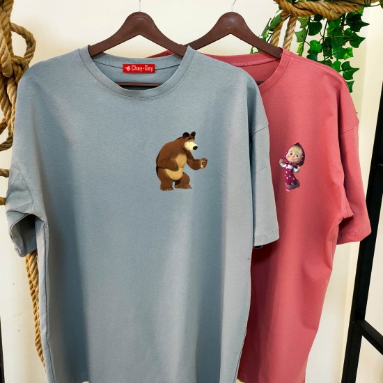 2 Adet Çizgifilm Tasarımlı Tshirt - Oversize 2 Adet Çizgifilm Tasarımlı Tshirt - Oversize