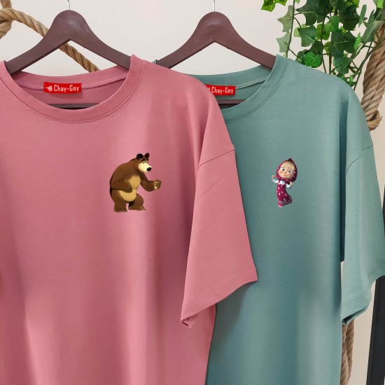 2 Adet Çizgifilm Tasarımlı Tshirt - Oversize 2 Adet Çizgifilm Tasarımlı Tshirt - Oversize