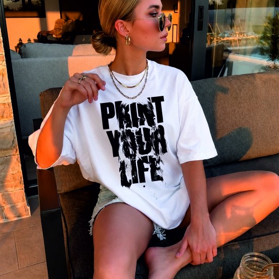 Prınt Your Lıfe Oversized Tshirt