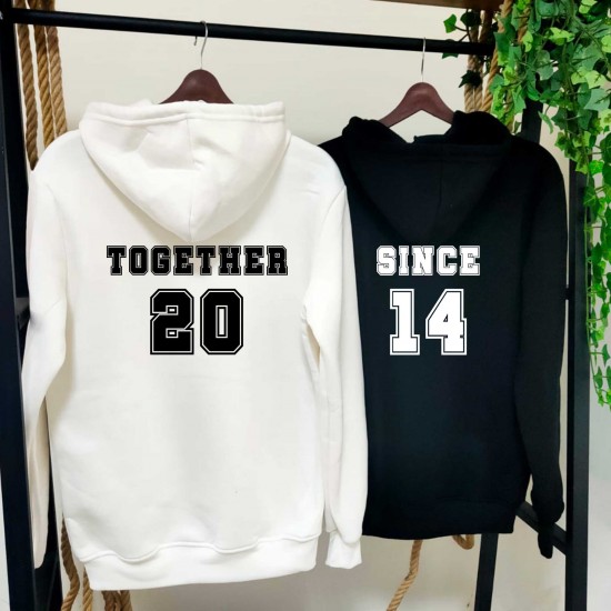 2 Adet TOGETHER-SINCE İçi Polar Kapşonlu Sweatshirt