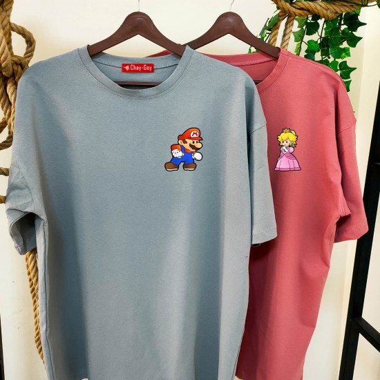 2 Adet Çizgifilm Tasarımlı Tshirt - Oversize 2 Adet Çizgifilm Tasarımlı Tshirt - Oversize