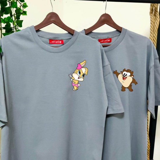 2 Adet Çizgifilm Tasarımlı Tshirt - Oversize 2 Adet Çizgifilm Tasarımlı Tshirt - Oversize