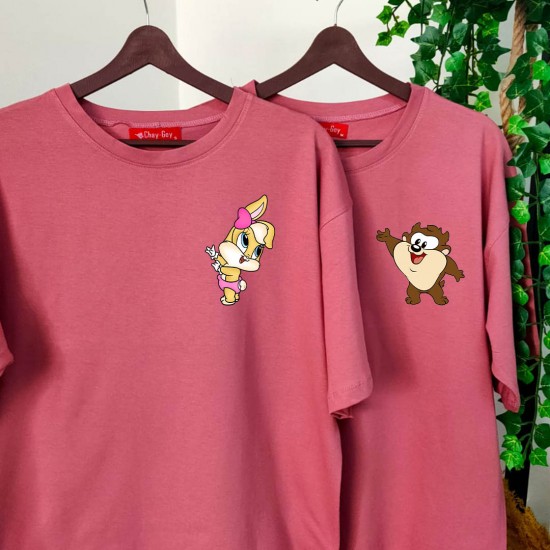 2 Adet Çizgifilm Tasarımlı Tshirt - Oversize 2 Adet Çizgifilm Tasarımlı Tshirt - Oversize