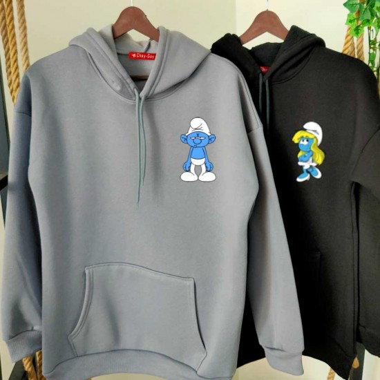 2 Adet ŞİRİNLER İçi Polar Kapşonlu Sweatshirt - Oversize