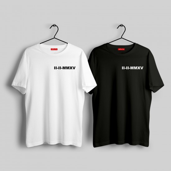 2 Adet Romen Rakamı Tarih Baskılı Tshirt