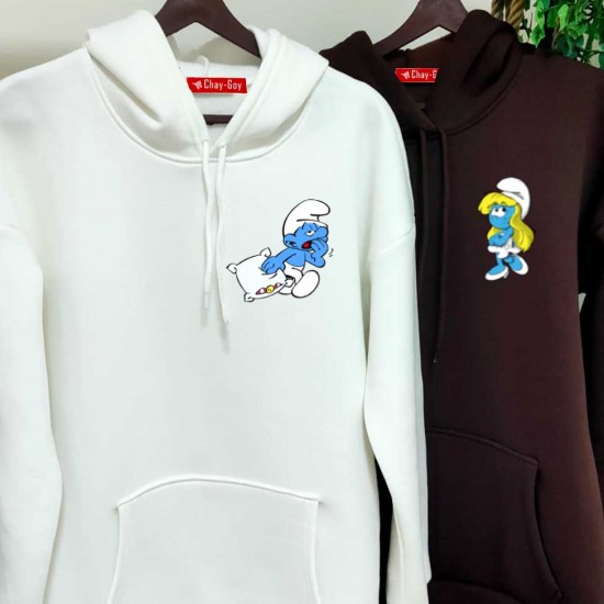 2 Adet ŞİRİNLER İçi Polar Kapşonlu Sweatshirt - Oversize