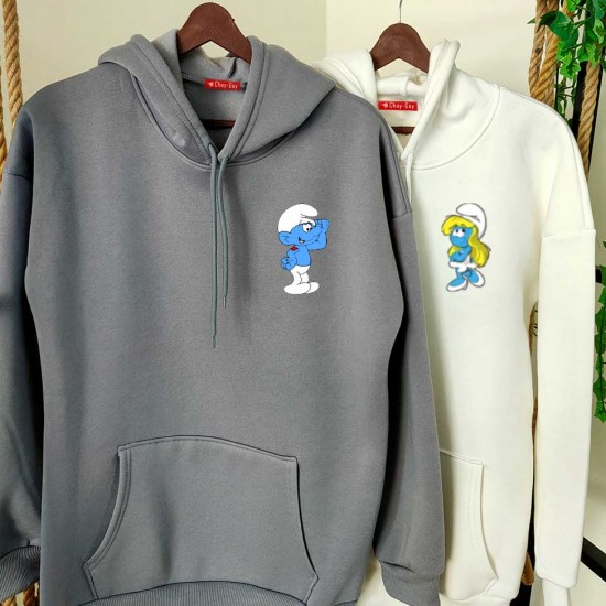 2 Adet ŞİRİNLER İçi Polar Kapşonlu Sweatshirt - Oversize